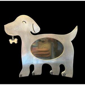 Puppy Dog Figure Stainless Free Standing Frame Curved  9” X 8”